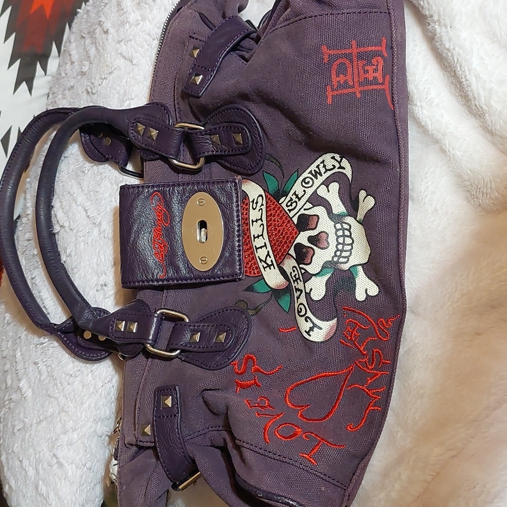 Ed Hardy Purple Jean purse